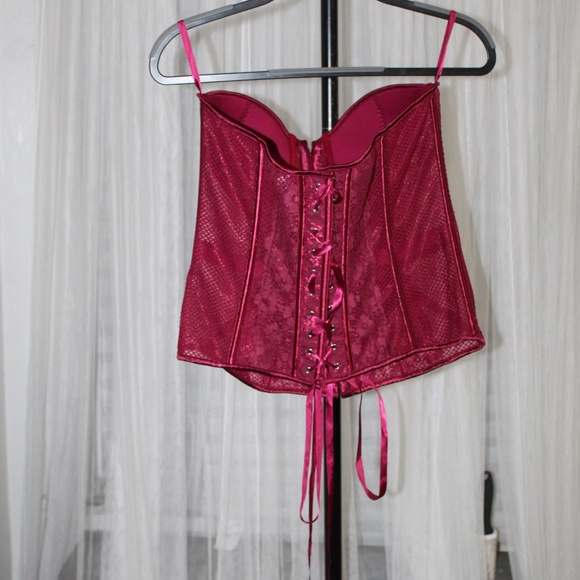Adore Me. Wine Red Lace Corset Bustier with Front Closure. Sz. 1XL - Picture 5 of 7